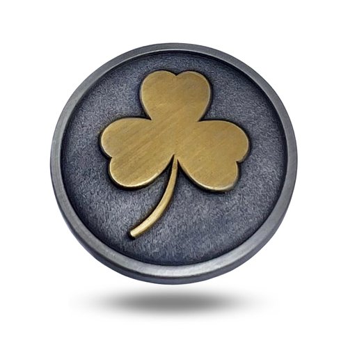 Full Metal Markers Irish Shamrock Ireland Clover Unique Magnetic Metal Golf Ball Marker with Hat Clip Accessory for Men & Women (1 Ball Marker + Hat Clip)
