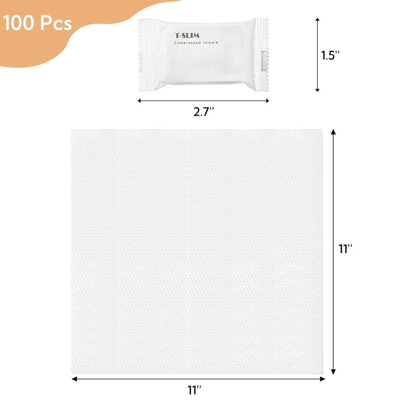Nagpew 100 Pieces Compressed Towels, Mini Disposable Face Towel Tablets, Portable Soft Toilet Napkin Paper Tablet for Beauty Salon, Camping, Hiking, Sport, Traveling, Home Wipe