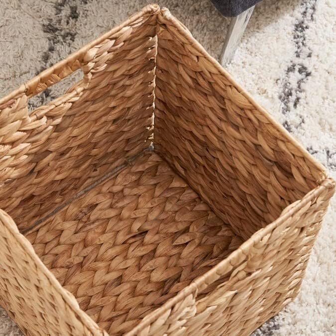 M4DECOR Water Hyacinth Storage Baskets - Woven Wicker Baskets for Home Organization | 12x12in, Natural (6 Packs)