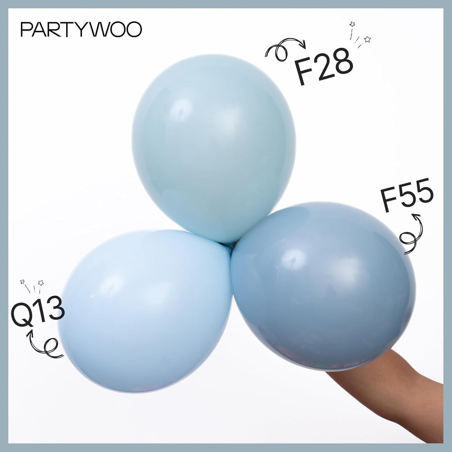 PartyWoo Dusty Blue Balloons - 140-Piece Slate Blue Boho Balloon Arch Kit for Baby Showers & Graduations