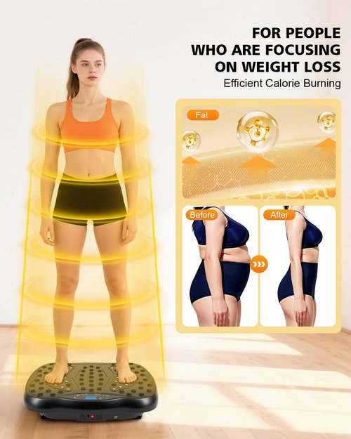 FURFAST Vibration Plate Exercise Machine, 10 Auto Modes/200-Levels Vibrating Plate for Lymphatic Drainage Weight Loss, 450lbs Capacity Whole Body Shake Plate for Women Men