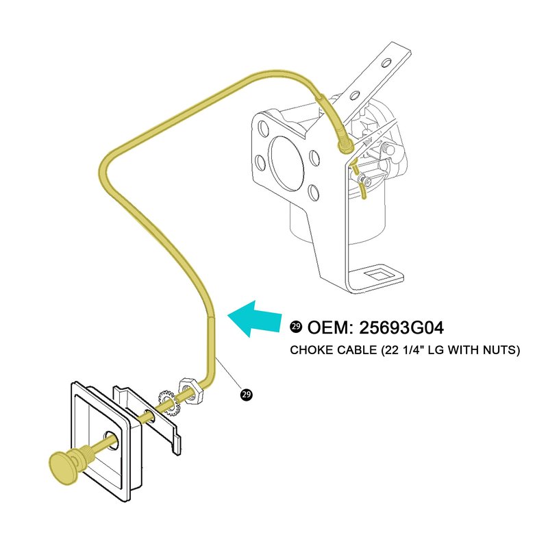 10L0L 25-1/2" 25693-G04 Choke Control Cable for EZGO TXT Medalist 1994-up Gas Golf Cart, Replace OEM 25693G04