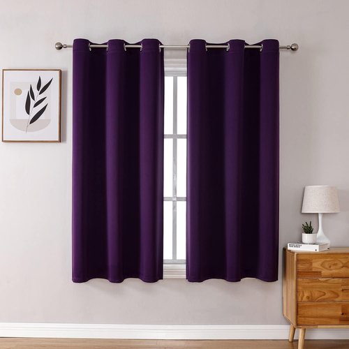 ChrisDowa Blackout Curtains - Thermal Insulated Room Darkening Panels Set (Royal Purple, 38W x 45L)