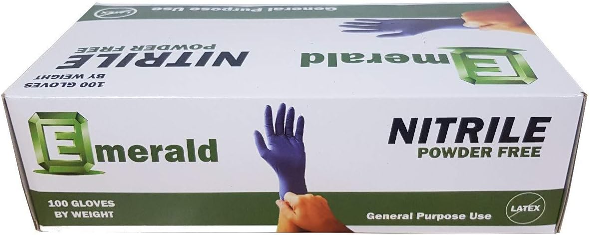 Skiennix Emerald Nitrile Gloves - Powder-Free Protection | 100 Count, Size G