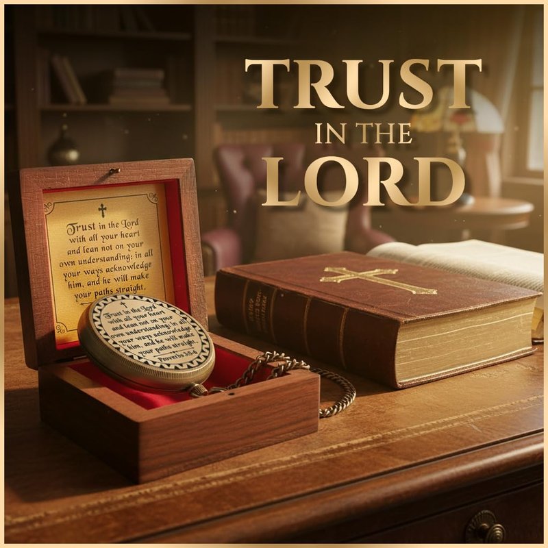 Trust in The Lord - Proverbs 3:5-6 Engraved Brass Pocket Compass, Communion Confirmation Gift, Baptism Gifts for Teen Boys, Best Christian Gifts for Men Kids, Religious God's Compass Easter Christmas