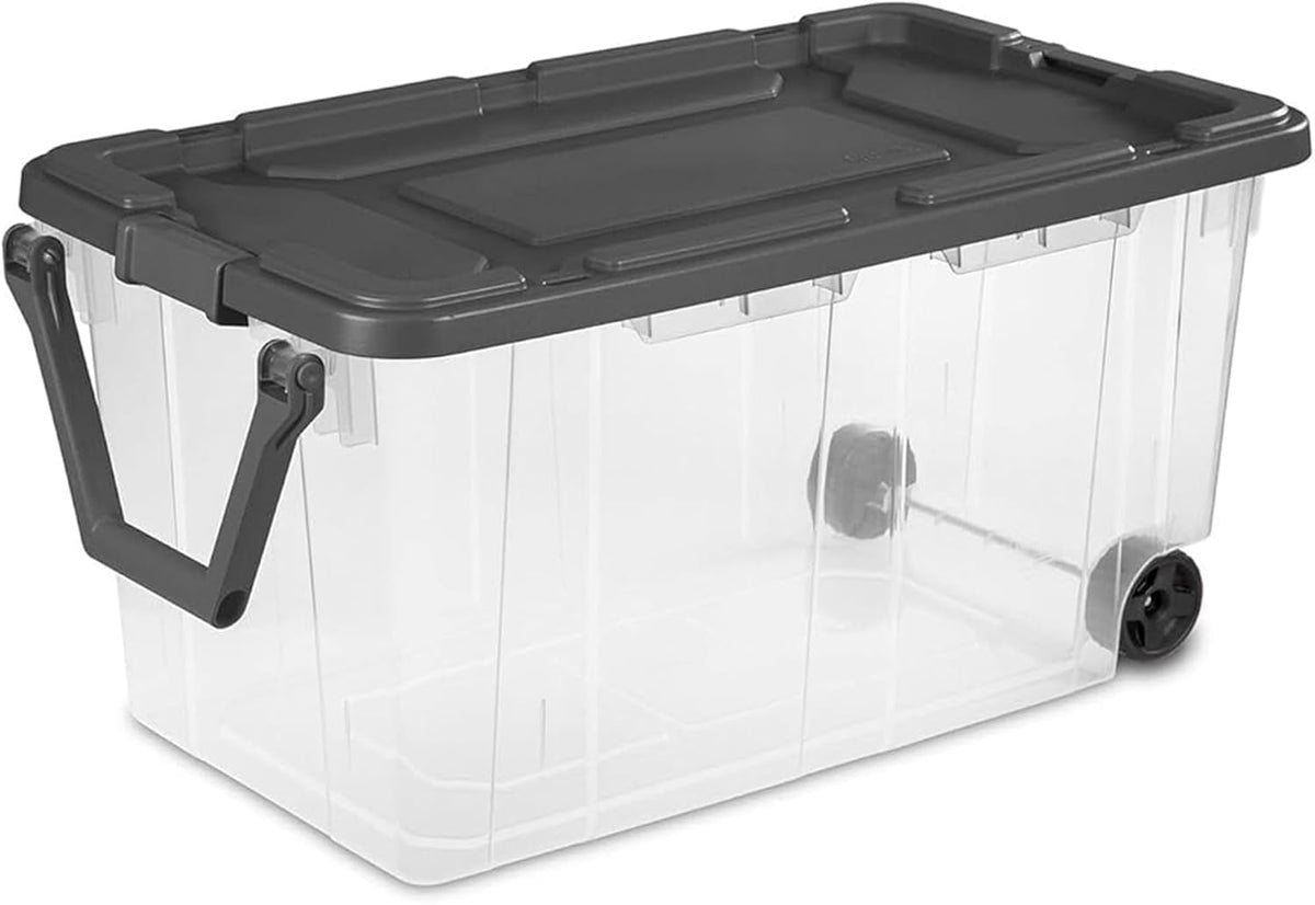 Sterilite 6-Pack Modular Stacker Box - Durable Clear Plastic Storage Bins with Latching Lids | 160 Quart for Organizing Closets, Bathrooms, and Offices