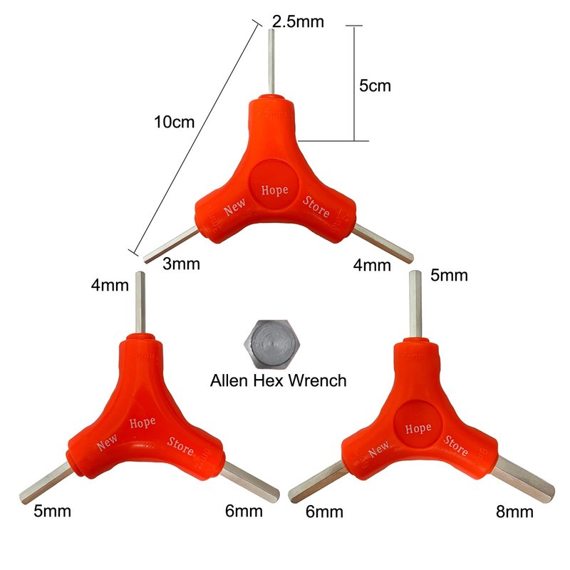 3-Way Bike Hex Wrench Set, Y Allen Wrench All-In-One Multifunctional Biking Maintenance Tool Cycling Torque Spanner Internal Hex Key Repair Tool for Mountain Bicycle, 3Pcs(2.5, 3, 4, 5, 6, 8mm)