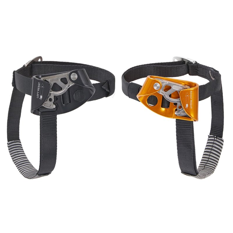 RESQT Foot Ascender, Outdoor Rock Climbing Tree Arborist, Mountaineering Rappelling Equipment Climbing Device for 8-13mm Rope（Left Black+Right Orange）