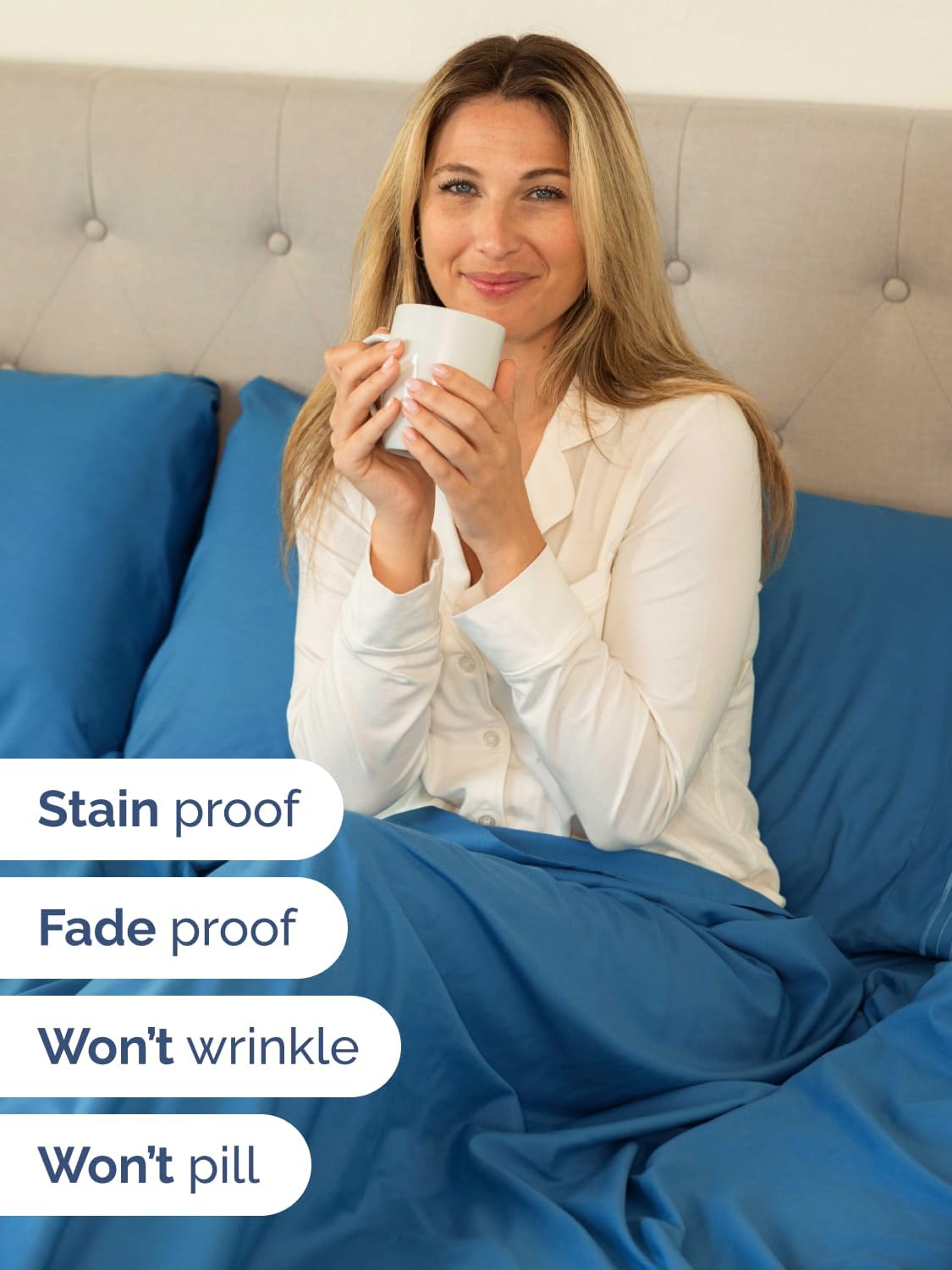 Skiennix Extra Deep Full Sheet Set | 6-Piece Breathable Cooling Bedding - Soft, Wrinkle-Free Denim Blue