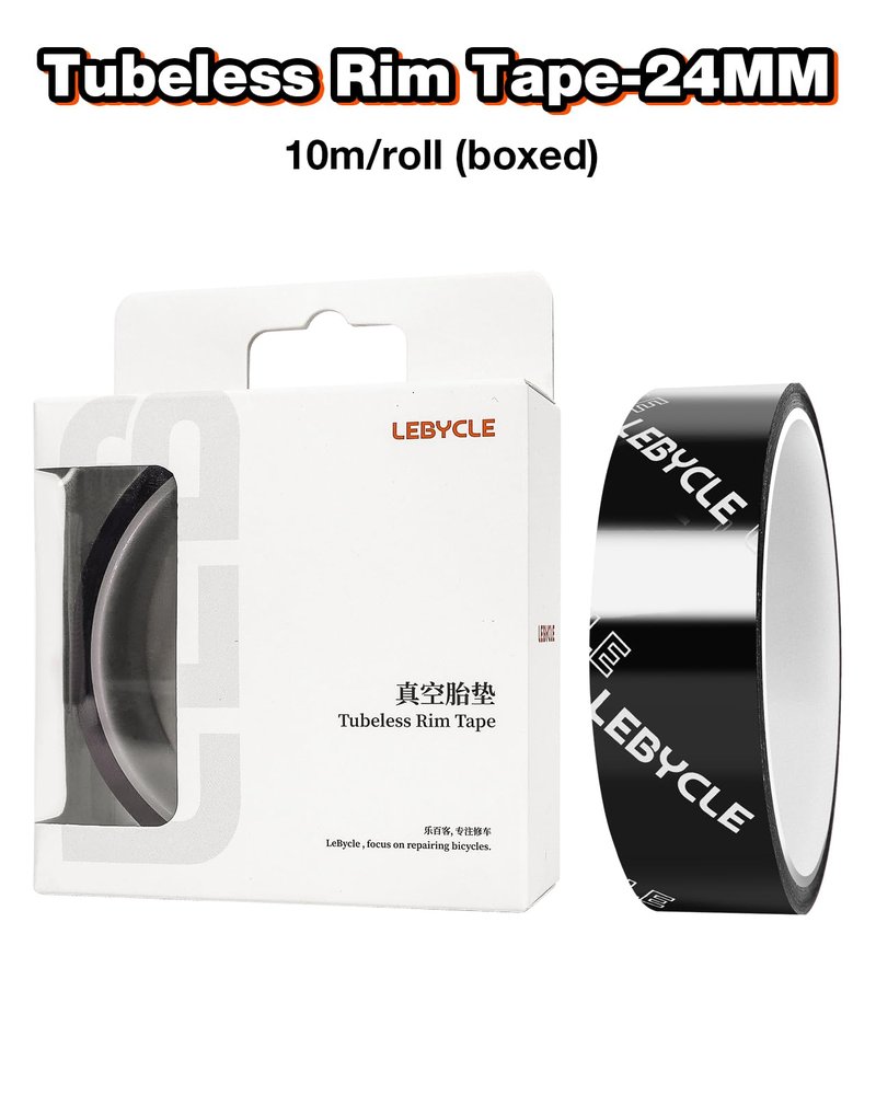 LEBYCLE Tubeless Rim Tape Black 21/24/27/30/33/36mm x 10m, Bike Rim Tape for Tubeless Road, Gravel & MTB Wheels – Strong Adhesive, Easy Clean Removal(24mm)