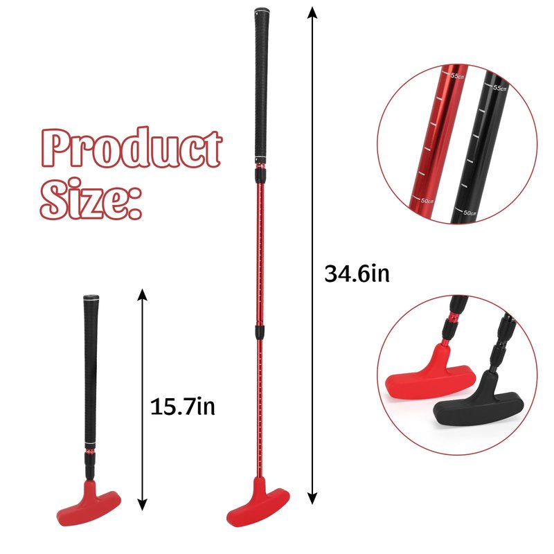 2 Pack Mini Golf Putters, Right and Left Handed Two Way Golf Clubs with 6 Balls, Adjustable Putters for Men and Women (（Black,Red）)