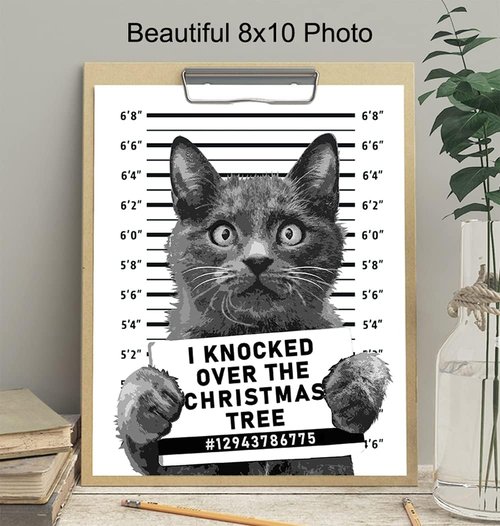 Cat Christmas Tree | Cute Holiday Wall Art Poster for Cat Lovers | Humorous 8x10 Unframed Decor