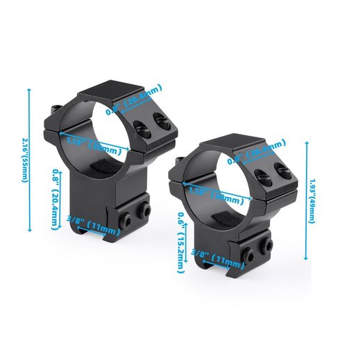 JINSE Green.L 30mm Scope Mount Set of 4, 2 High & 2 Medium Scope Mounts for 11mm Dovetail Rail, Secure Mounting for Rifle Scopes