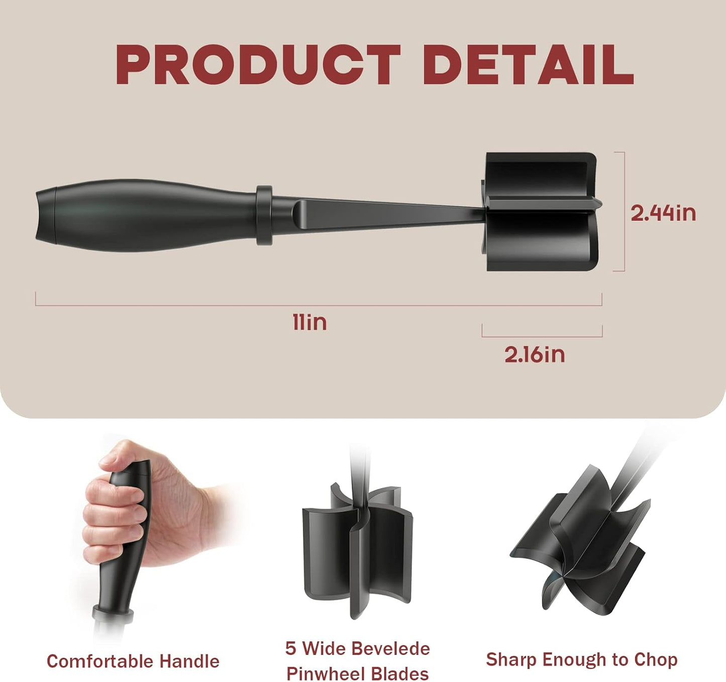 Skiennix Meat Chopper - Premium Heat Resistant Hamburger Smasher for Ground Beef & Turkey | 2 Pcs Set