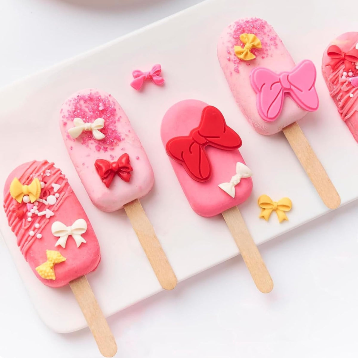 Puyeipt Silicone Bow Molds - 4 Pcs Mini Fondant & Chocolate Molds for Cupcake Toppers | Cake Pop Decor