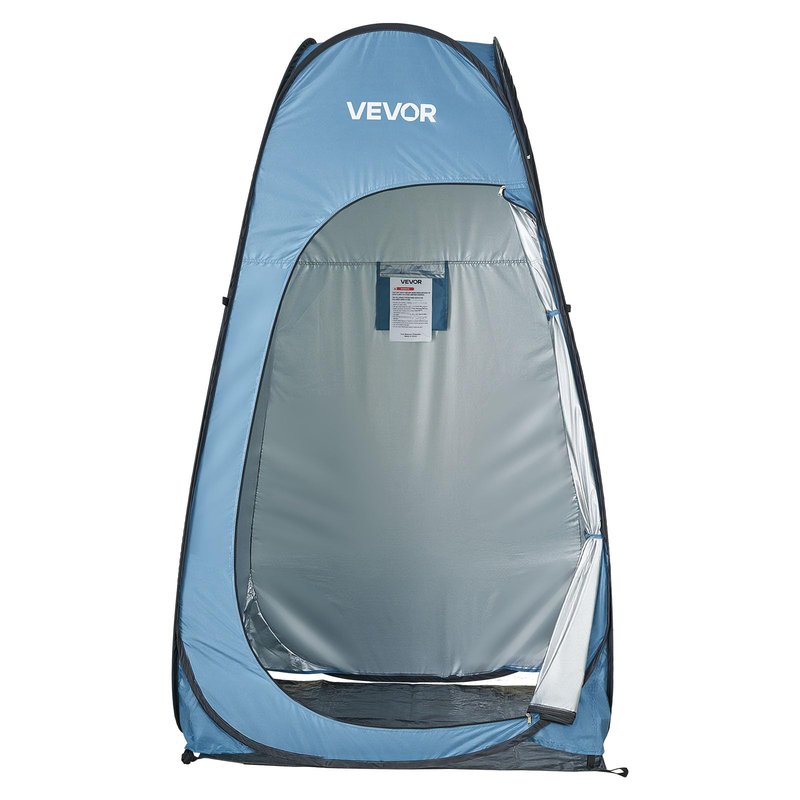 VEVOR Pop up Privacy Tent, Instant Portable Privacy Tent Changing Room with Ground Stakes, Ropes, and Carry Bag, 190T Polyester with Silver Coating, Quick Setup, for Camping, Beach, Fishing, Blue