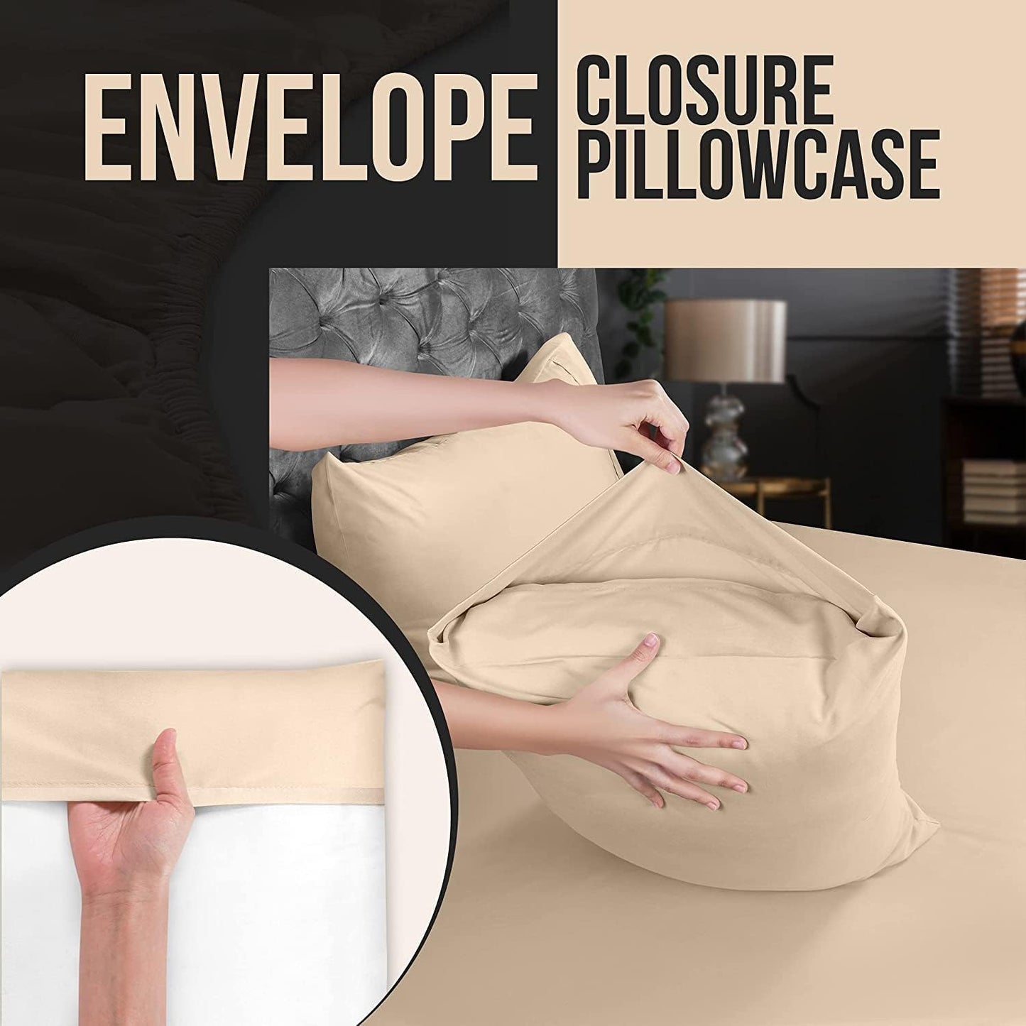 Utopia Bedding Queen Pillow Cases - Soft Brushed Microfiber - 4 Pack, Fade Resistant | 20 X 30 Inches, Beige