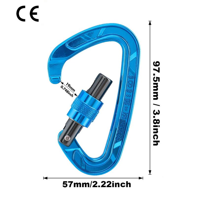 Kailas Locking Climbing Carabiners Rock Clips Heavy Duty Steel UIAA Certified 25KN Screw Gate D Shape for Rappelling and Mountaineering