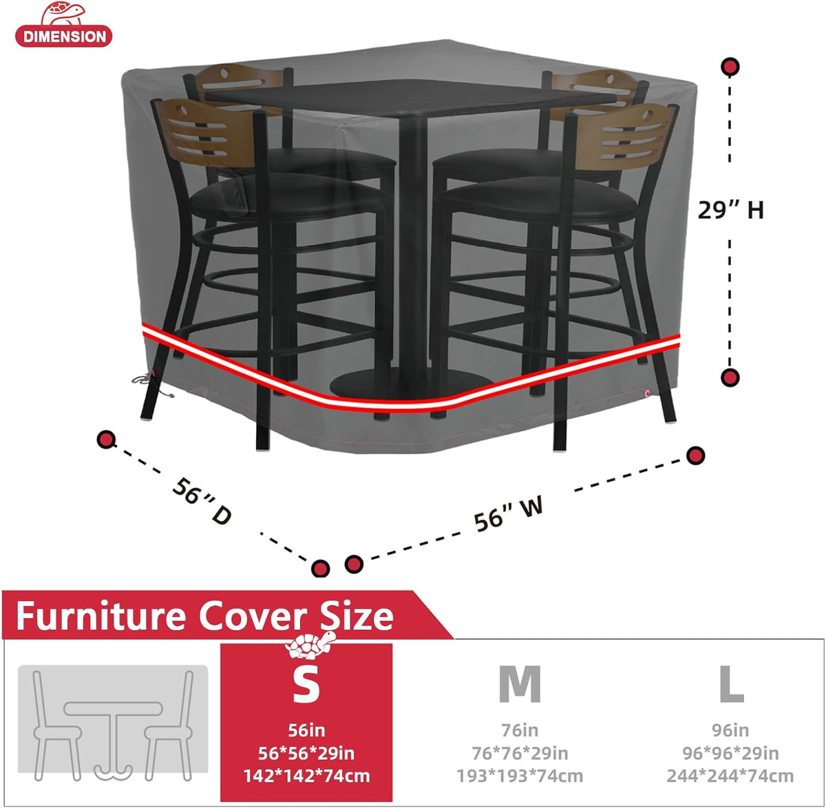 Turtle Life Heavy-Duty Waterproof Patio Furniture Cover - UV Resistant & Anti-Fading | Black, 56"L x 56"W x 29"H