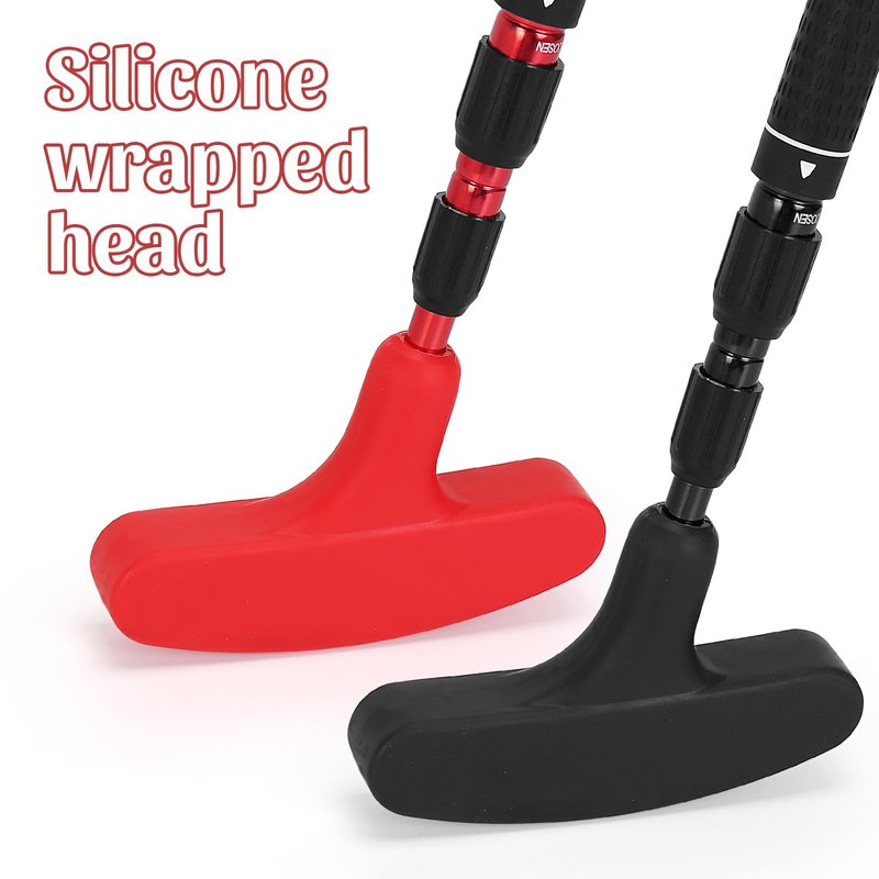 2 Pack Mini Golf Putters, Right and Left Handed Two Way Golf Clubs with 6 Balls, Adjustable Putters for Men and Women (（Black,Red）)