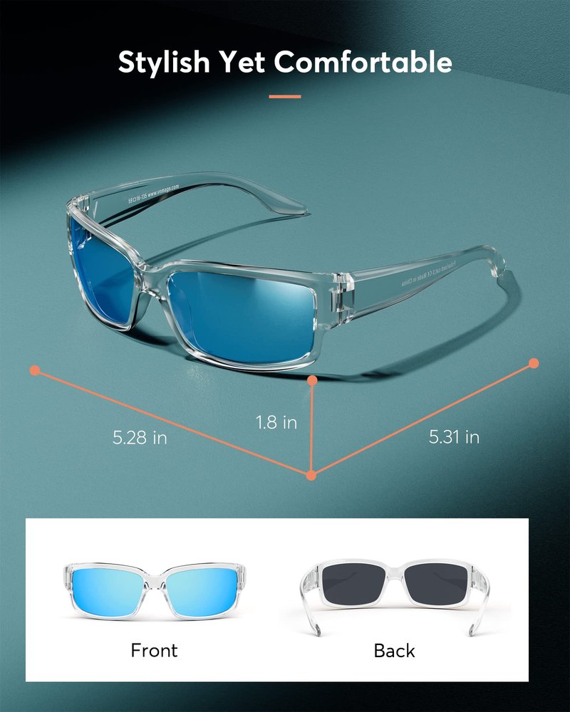 Vanmage Summerlin Polarized Sports Sunglasses for Men Women, UV400 Protection HD Lens, Lightweight for Fishing, Driving (Frame: Matte Black/Lens: Clear Rose/VLT: 51%)