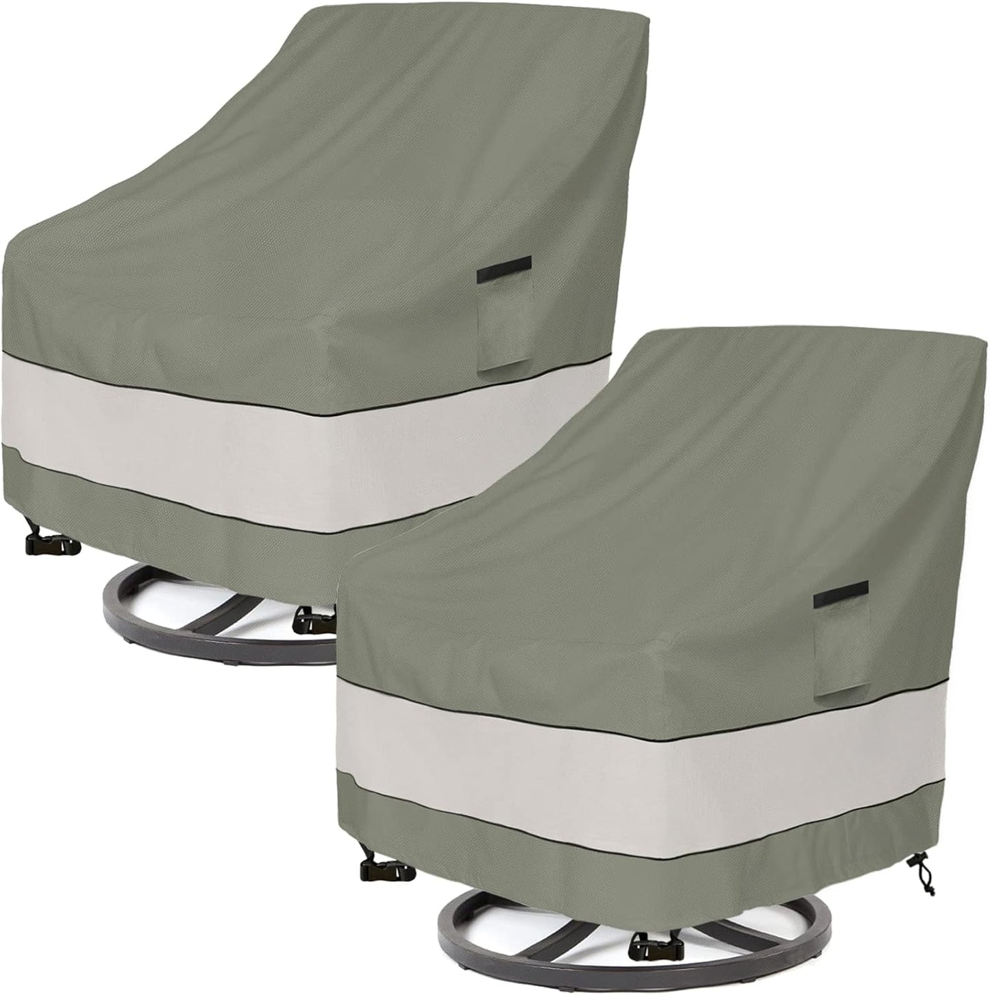 Patio Chair Covers - Waterproof Outdoor Furniture Protection | 33W x 37D x 38H Inches - Grayish Green (2 Pack)
