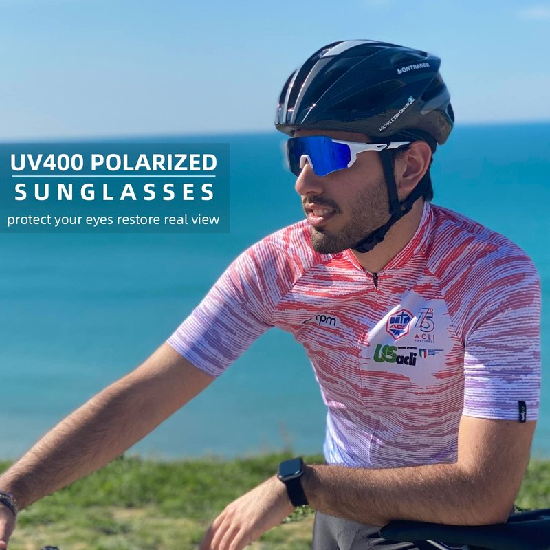 ROCKBROS Polarized Sunglasses for Men Women UV400 Protection Cycling Bike Glasses TAC Lightweight Frame Driving Fishing Golf Sunglasses，Blue