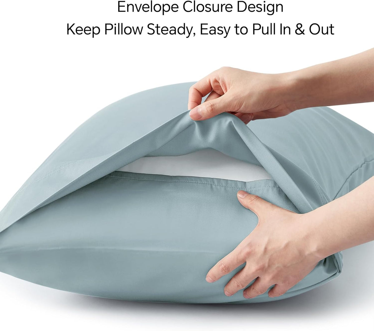 BEDELITE Cooling Pillow Cases - Silky Soft Bamboo Rayon Set of 2 | Standard Size 20"x26" in Haze Blue