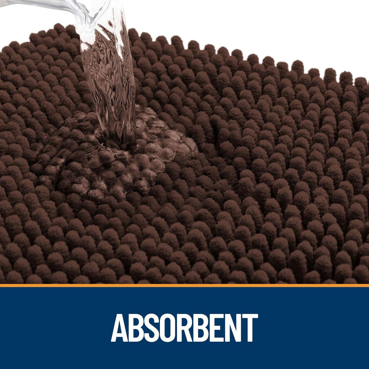 OLANLY Dog Door Mat - Absorbent Non-Slip Mud Mat for Dogs | Quick Dry Chenille, 50x30, Brown