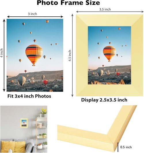 JCJMY 3x4 Gold Picture Frame - Versatile Wall & Tabletop Display with Shatter-Resistant Plexiglass