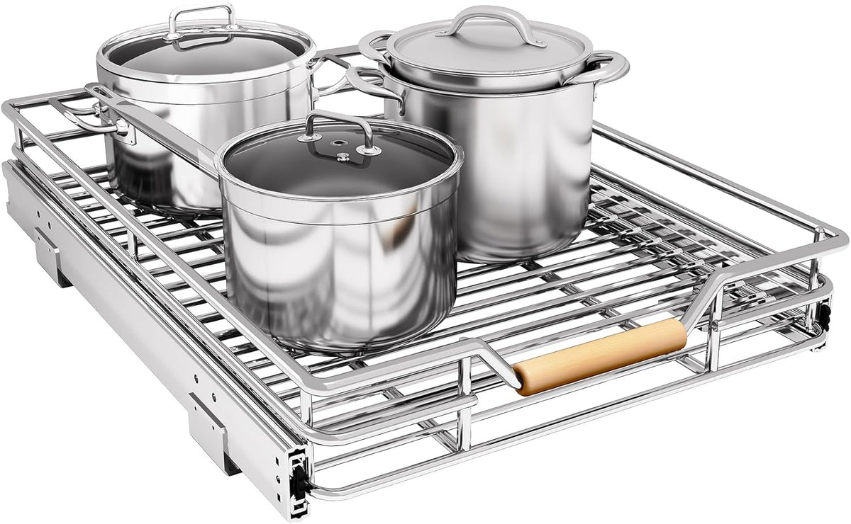 Skiennix Pull-Out Cabinet Organizer - Heavy-Duty Sliding Shelves for Pots & Pans | 15"W x 21"D