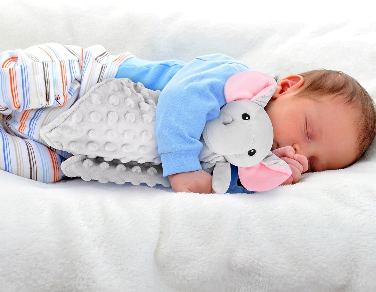 Loveys for Babies - Soft Elephant Security Blanket for Newborns | Snuggle Toy, Gray, 12.4in