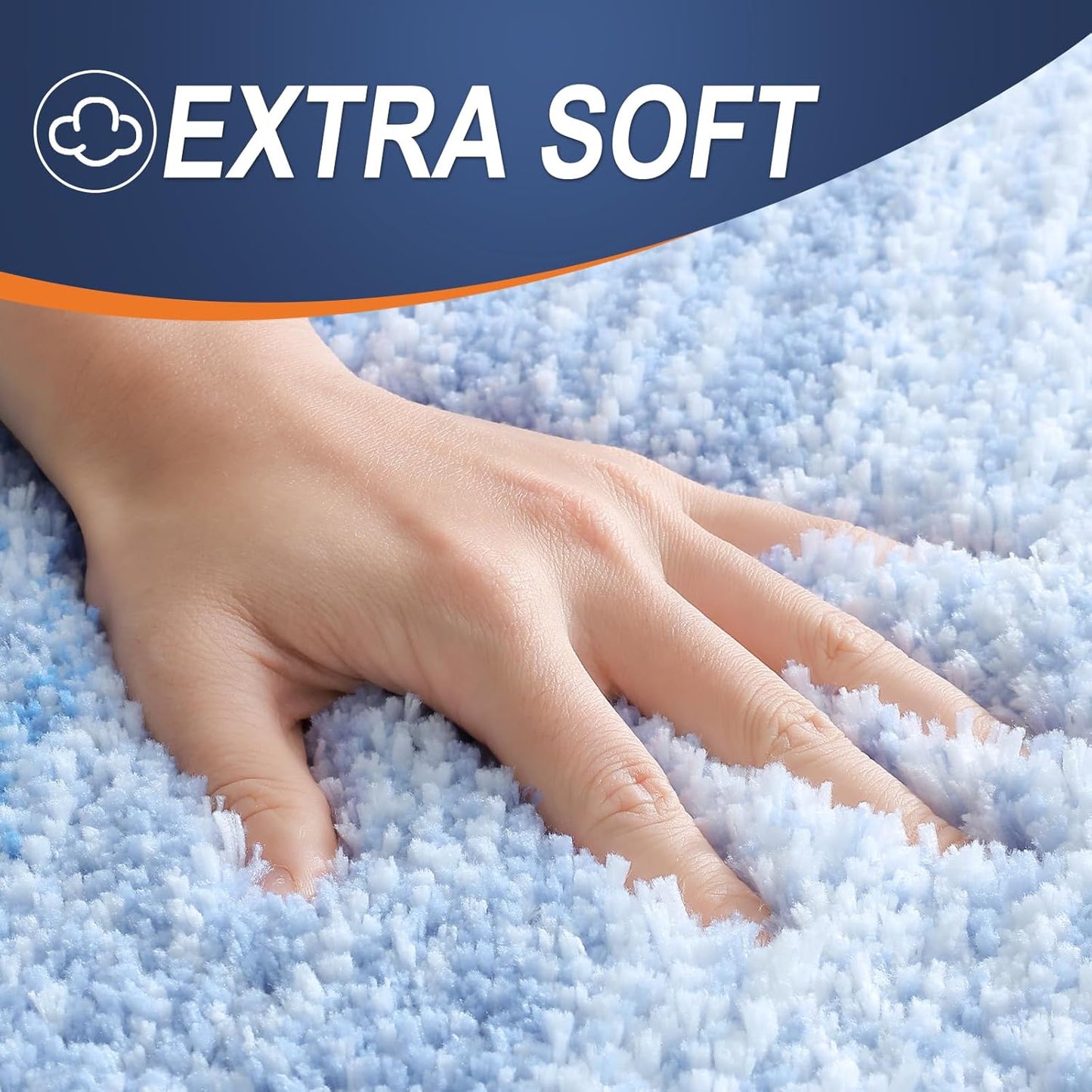 OLANLY Large Bath Rugs - Extra Soft Microfiber Mat 45x27 | Quick-Dry, Washable, Rubber Backing, Light Blue