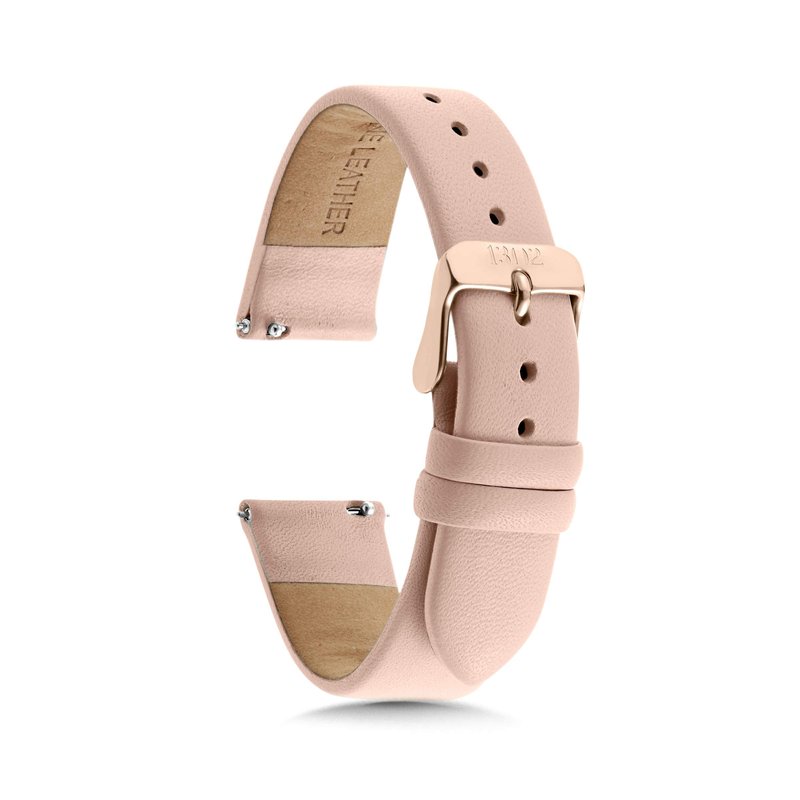 1302 Leather Watch Bands for Women and Men, Quick Release Watch Band, 12mm,14mm,16mm,18mm,20mm and 22mm Easy Interchangeable Strap (Nude/Rose Gold Buckle, 16mm)