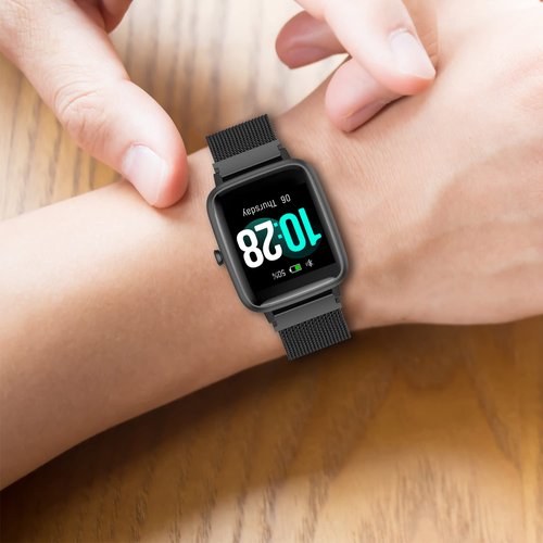 FitTurn Slim Mesh Stainless Steel Quick Release Compatible with Cubitt Aura Pro Smartwatch/Fitness Tracker, Replacement Wristband Sports Straps Bracelet Adjustable Watch Band Women Men Strap with
