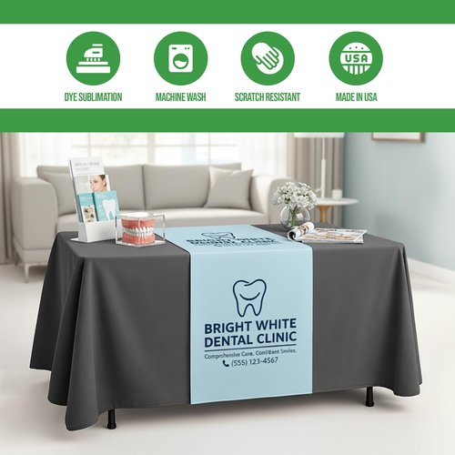 Custom Table Runner for Table by BCB Print - Personalized Table Sign with Your Photo, Text or Logo | HD Print Table Runner for Shows & Events | Fast Delivery | Made in USA | Sizes 12"x72" to 36"x72"