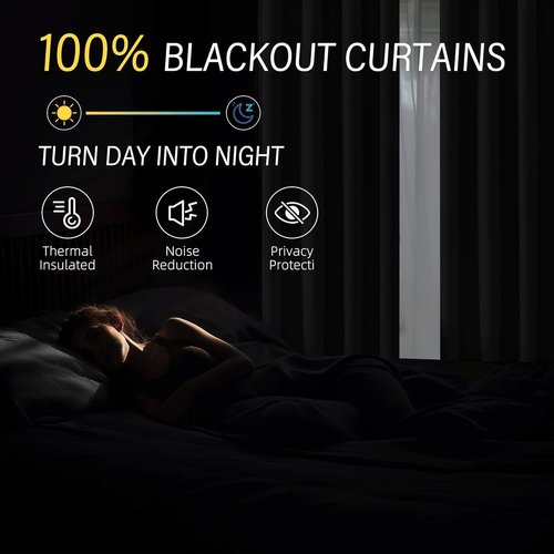 ChrisDowa Blackout Curtains - 100% Solid Birch | Thermal Insulated & Soundproof | 45" Long, 2 Panels