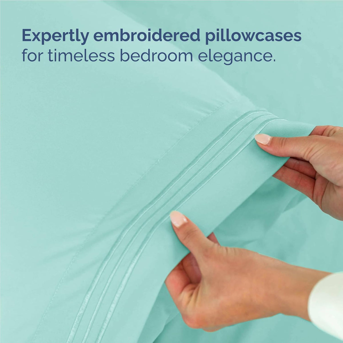 Skiennix Full Size 4-Piece Sheet Set - Comfy, Breathable Cooling Bed Sheets - Ultra-Soft, Deep Pockets, Spa Blue