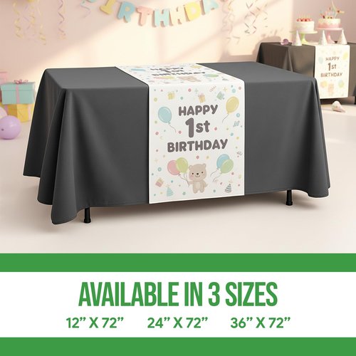 Custom Table Runner for Table by BCB Print - Personalized Table Sign with Your Photo, Text or Logo | HD Print Table Runner for Shows & Events | Fast Delivery | Made in USA | Sizes 12"x72" to 36"x72"