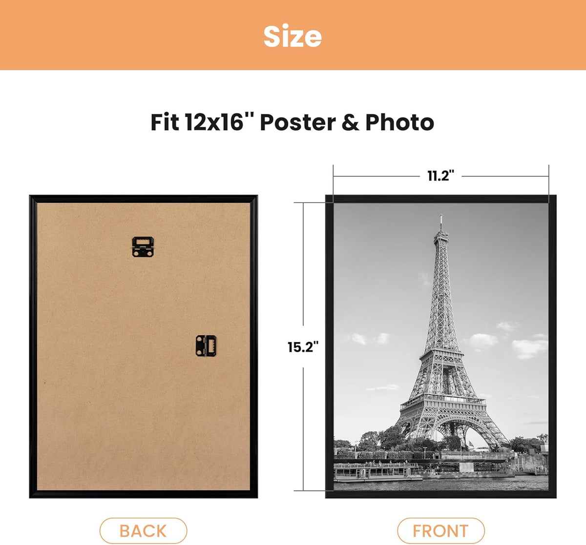 Upsimples 12x16 Picture Frame - Scratch-Proof Black Poster Frames for Photo Gallery | 3 Pack, Slide-In Design