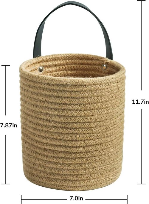 Goodpick Jute Hanging Basket Set - Small Woven Fern Wall Decor for Plants | 7.87 x 7 x 11.7 Inches
