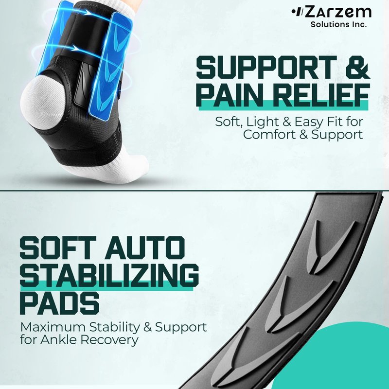 ZARZEM Lace-Up Ankle Brace for Sprained Ankle, Ankle Stabilizer with Side Support Pads, Breathable Ankle Support for Women & Men, Injury Recovery, Running & Sports L(13”-14”)