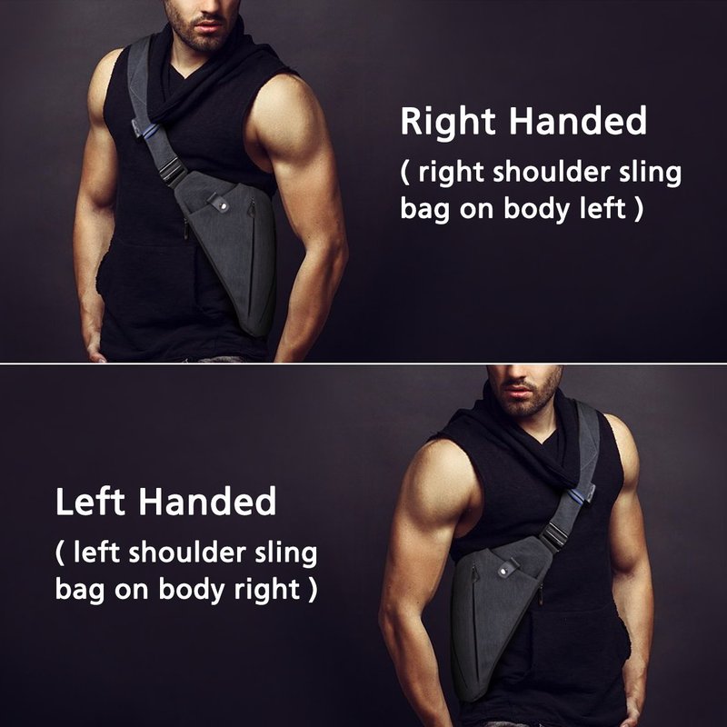 NIID FINO Sling Bag,Shoulder Bags,Anti Theft Bag for Men,Crossbody Bag Men,Multipurpose Daypack Cycling Walking Hiking Trip Fits Up to 7.9 inch iPad (Gray Right Hand)
