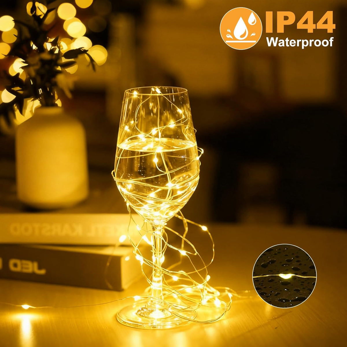 Skiennix 32FT Fairy Lights - Battery Operated Mini Waterproof LED Twinkle Lights | Warm White for Bedroom & Party Decor