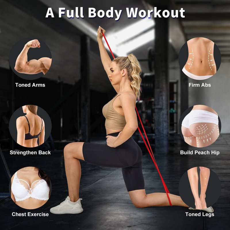 YONKFUL Pull Up Assistance Bands Set 5 LBS - 90 LBS, Long Resistance Bands for Pull Ups Working Out, Gym Workout Bands for Men Exercise Muscle Training and Shape Body - Carry Bag Included