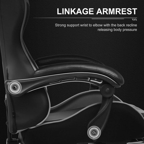 GTPLAYER Gaming Chair - Adjustable Computer Chair with Footrest & Lumbar Support | Pearl White