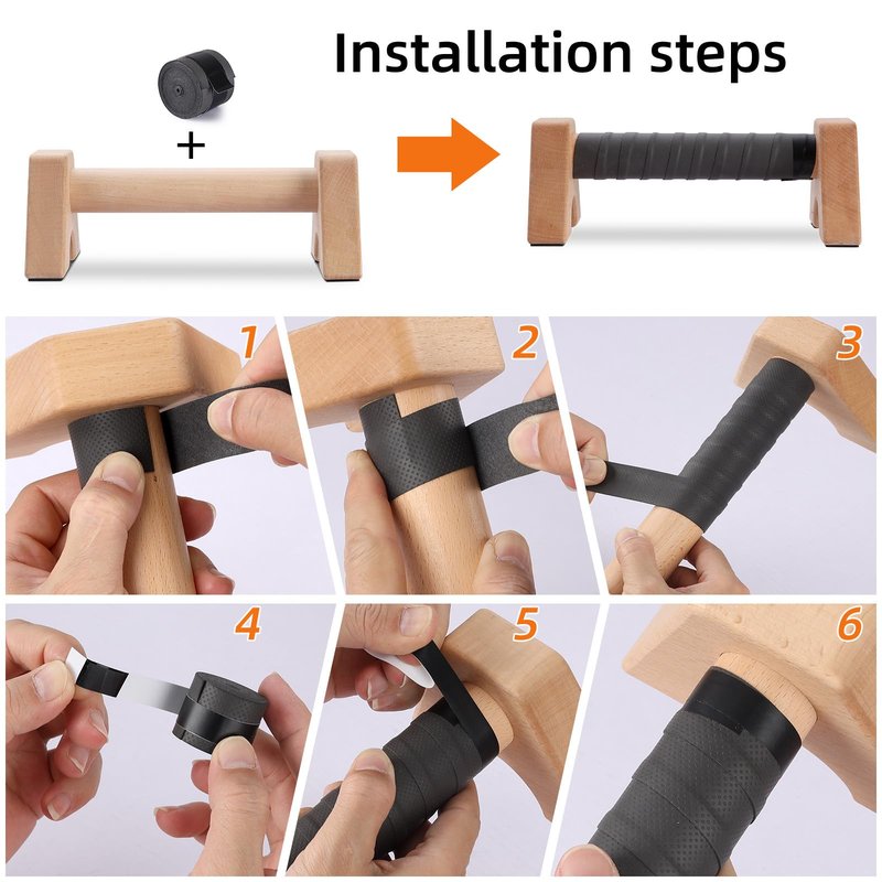 AnExer Push Up Stands, Handstand Parallettes Bars, Solid Wood Push Up Bars with Non-Slip Mat Push up Handles for Floor Exercise Home Workout Equipment for Men & Women Strength Training (Beech Wood-25cm)