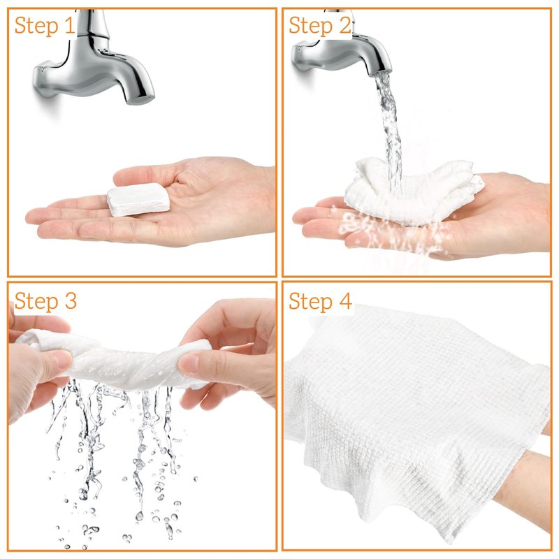 Nagpew 100 Pieces Compressed Towels, Mini Disposable Face Towel Tablets, Portable Soft Toilet Napkin Paper Tablet for Beauty Salon, Camping, Hiking, Sport, Traveling, Home Wipe