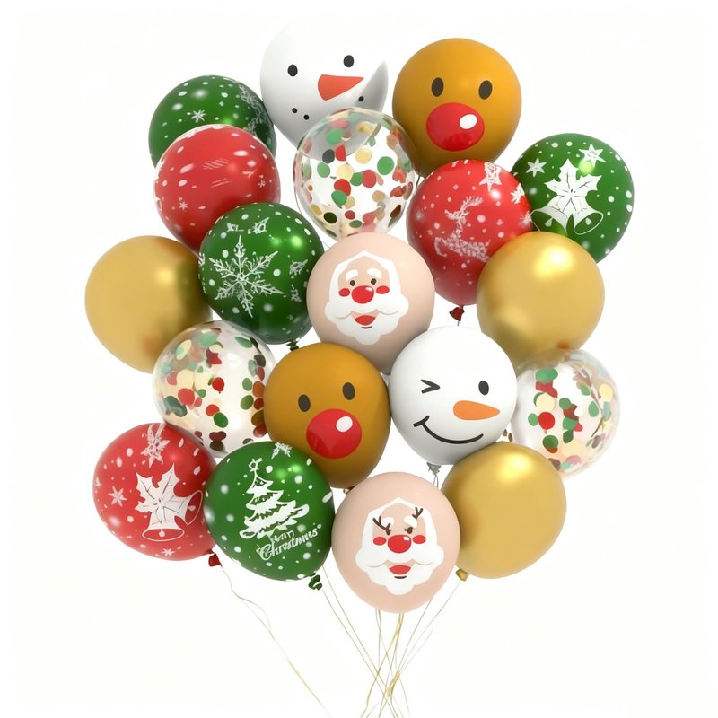 50Pcs 12IN Christmas Balloons Holiday Party Decorations with Santa Claus and Snowman Designs, Perfect for Christmas, Home, and Office Celebrations