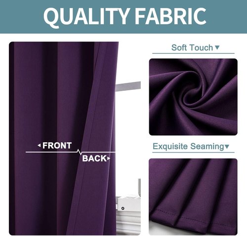 ChrisDowa Blackout Curtains - Thermal Insulated Room Darkening Panels Set (Royal Purple, 38W x 45L)